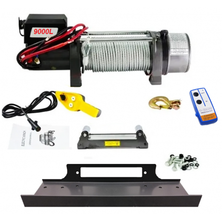 Winche Eléctrico Capacidad 9.000 lbs 24v DC Control Remoto Inalámbrico