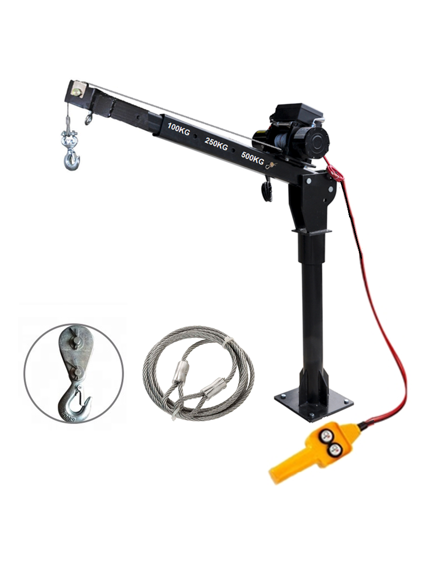 Tecle Grúa Pluma 12v Portátil Capacidad 500 Kg Levante