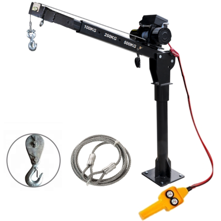 Tecle Grúa Pluma 12v Portátil Capacidad 500 Kg Levante