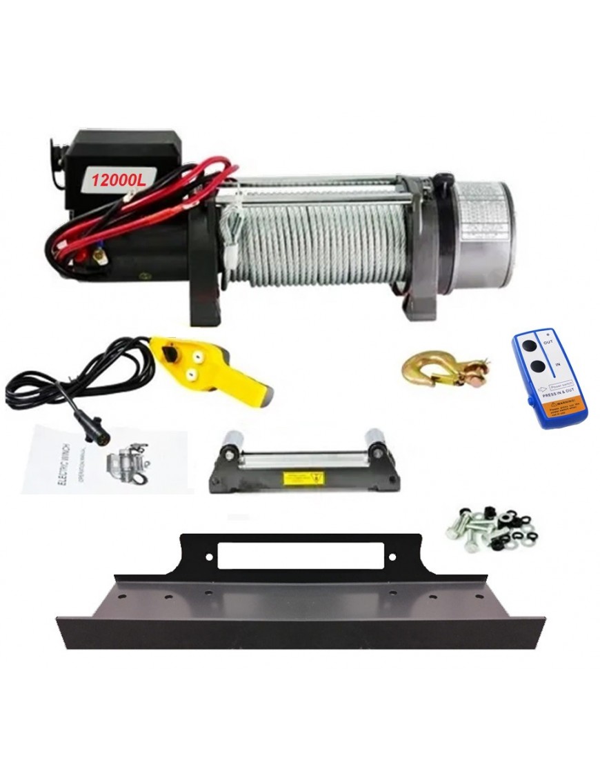 Winche Eléctrico Capacidad 12.000 lbs 12v DC Control Remoto Inalámbrico rampa