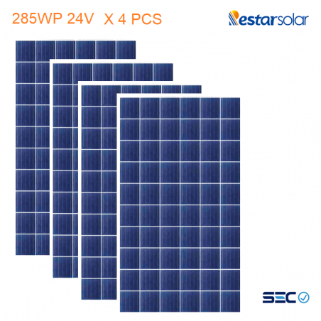 Pack x 4 Paneles Solar Fotovoltaico Policristalino 285w 24v 60 Celdas Certificado Sec Caja Individual