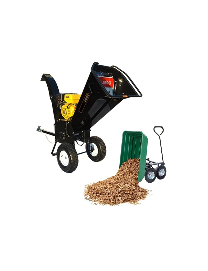 Pack Carrito y Chipeadora Profesional a Gasolina 15hp Ajustable AgroEnergy