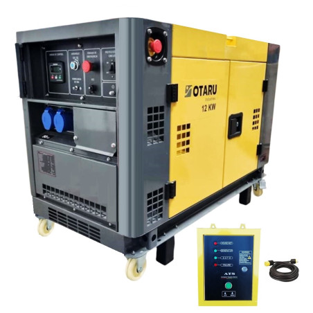 Generador Diesel 15KVA Cerrado ATS 220v Monofásico 2 Cilindros en V con Ruedas Otaru