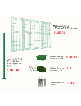 Reja Malla Acmafor 3d 1830x2500mm con Poste Verde 1900mm