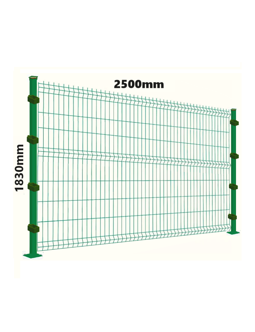 Kit Reja Malla Acmafor 3d 1830x2500mm con 2 Postes Verde 1900mm