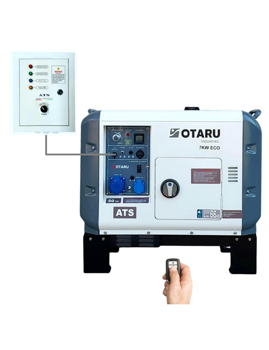 Generador Diesel 7kw Insonorizado Monofásico ATS Otaru Control Remoto