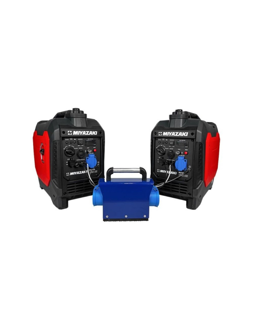 Kit 2 Generadores Inverter Gasolina total 4,6kw + Caja de conexión paralela