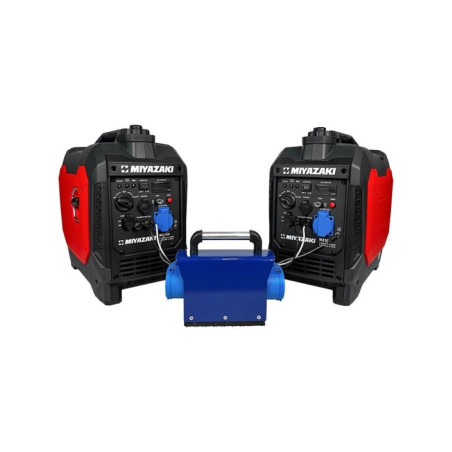 Kit 2 Generadores Inverter Gasolina total 4,6kw + Caja de conexión paralela