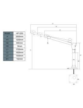 Tecle Grúa Pluma 12v Portátil Capacidad 1000 Kg Levante