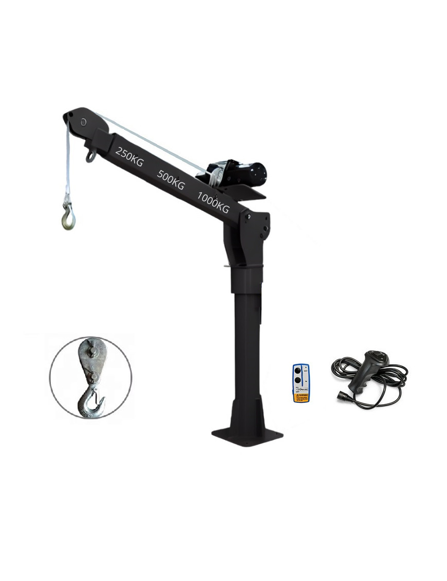 Tecle Grúa Pluma 12v Portátil Capacidad 1000 Kg Levante