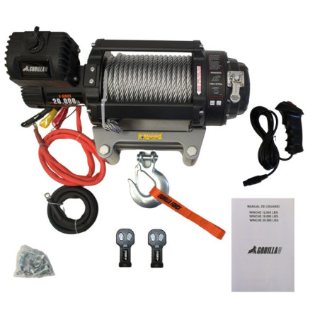 Winche Gorilla Force 20.000 Libras 24v Control Remoto Manual e Inalámbrico