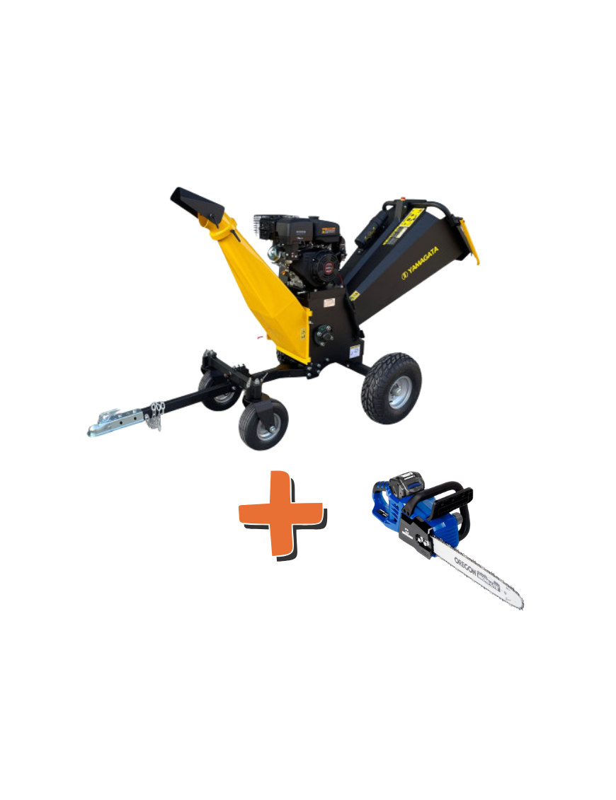 PACK - Chipeadora Profesional a Gasolina 15hp Ajustable Loncin 6" + Motosierra litio 16" Cadena Oregon