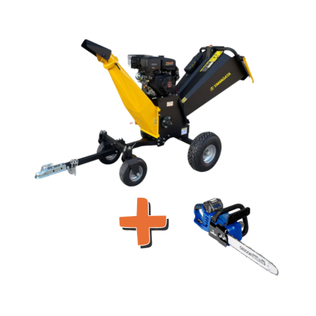 PACK - Chipeadora Profesional a Gasolina 15hp Ajustable Loncin 6" + Motosierra litio 16" Cadena Oregon