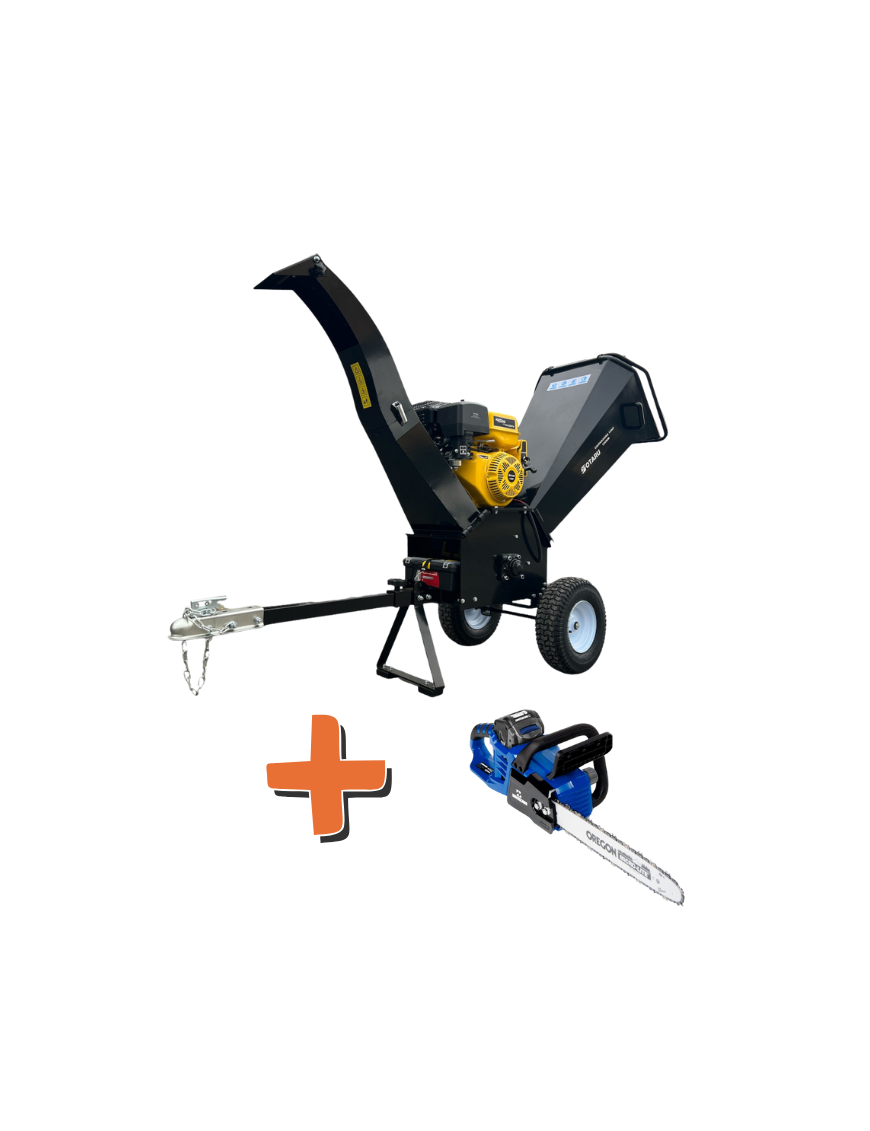 PACK - Chipeadora Profesional Gasolina 15hp Ajustable OTARU + Motosierra litio 16" Cadena Oregon
