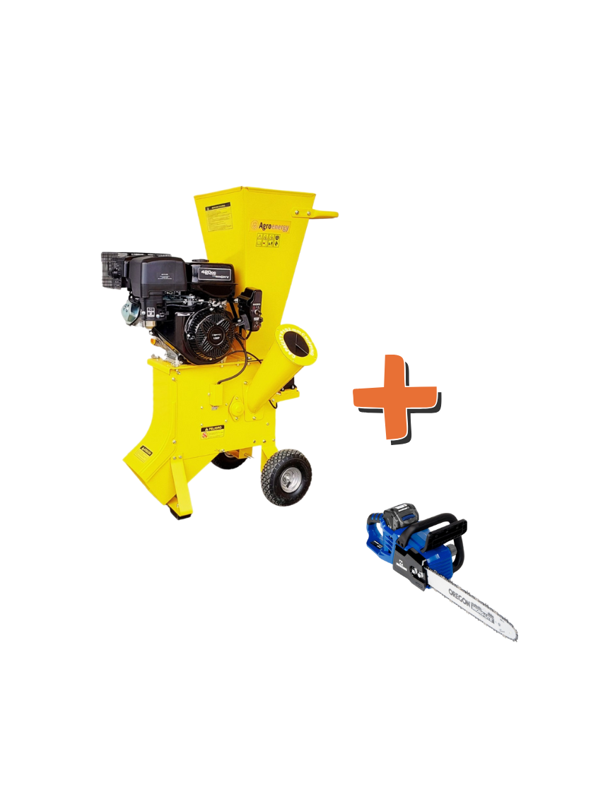 PACK - Chipeadora a Gasolina 15hp AGROENERGY + Motosierra litio 16" Cadena Oregon