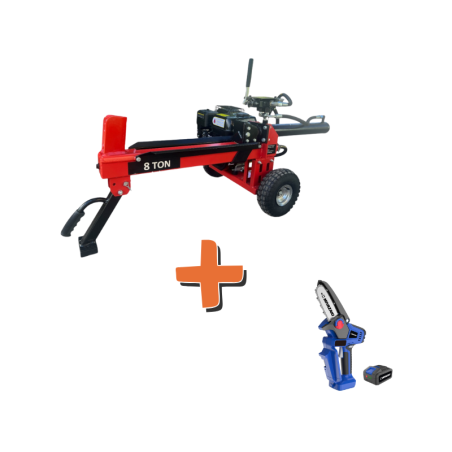 PACK - Astilladora Leña 8 Toneladas Gasolina 7HP + Podador Manual 20V 2.5AH Miyazaki