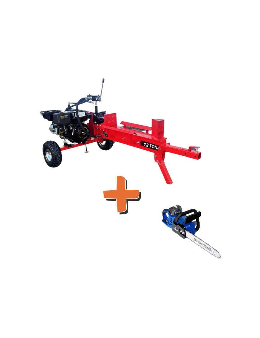 PACK - Partidora Leña 12 Toneladas 7HP + Motosierra litio 16" Cadena Oregon