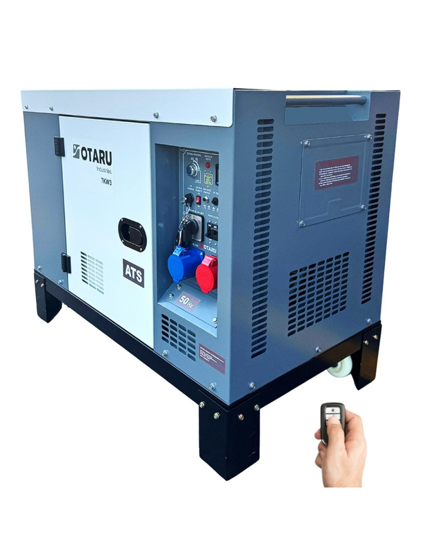 Generador Diesel 8,5kw 380v & 7kw 220v Cerrado Trifásico y Monofásico con Ruedas Otaru y Control Remoto