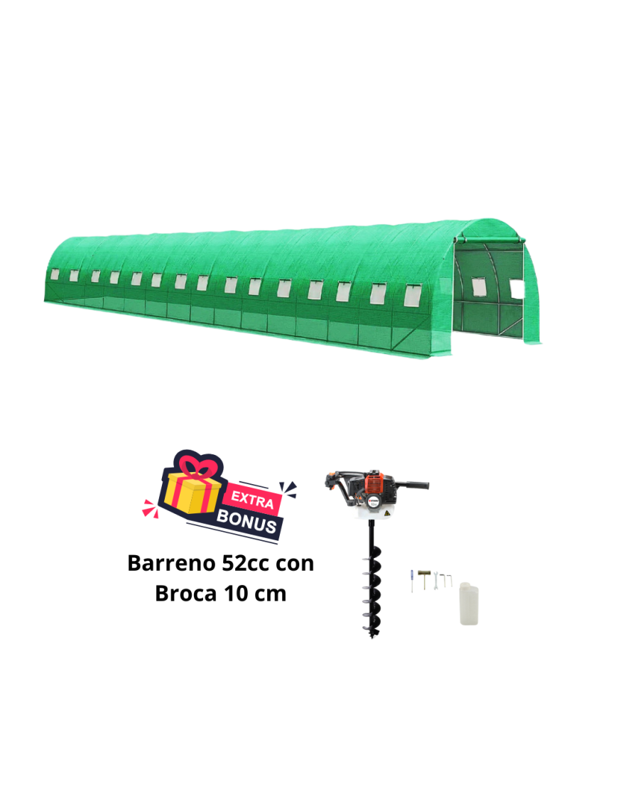 Invernadero de 56 metros cuadrados + Barreno