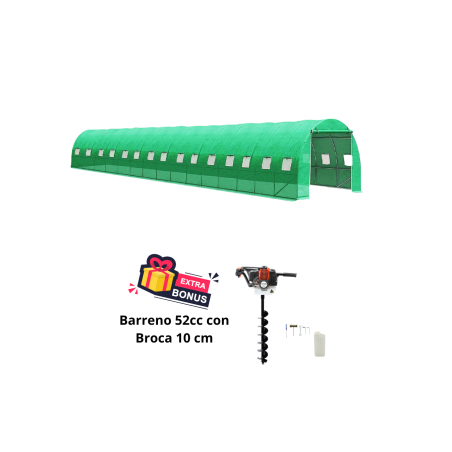 Invernadero de 56 metros cuadrados + Barreno