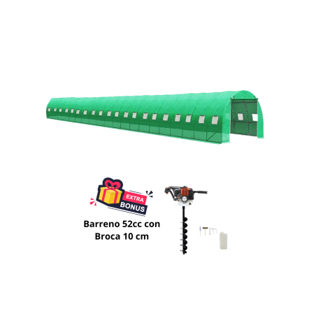 Invernadero de 76 metros cuadrados + Barreno