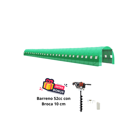 Invernadero de 96 metros cuadrados + Barreno