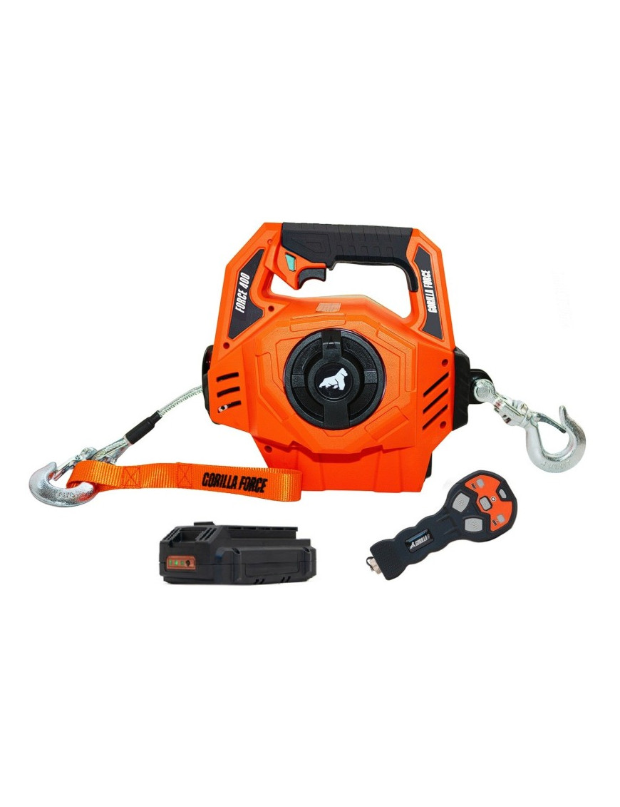 Gorilla Force 400 Winche portátil con 2 baterías litio (piola acero 8mts)