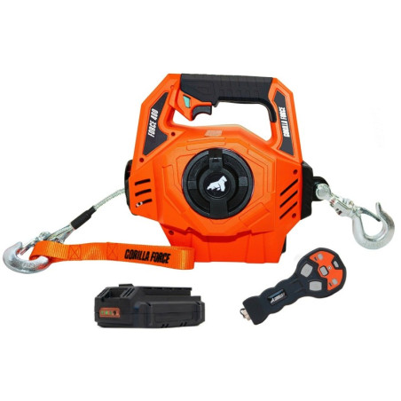 Gorilla Force 400 Winche portátil con 2 baterías litio (piola acero 8mts)
