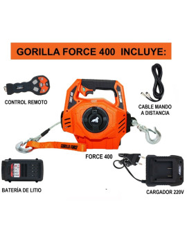 Grúa Giratoria 500KG Gorilla Force Winche portátil con batería litio (piola acero)