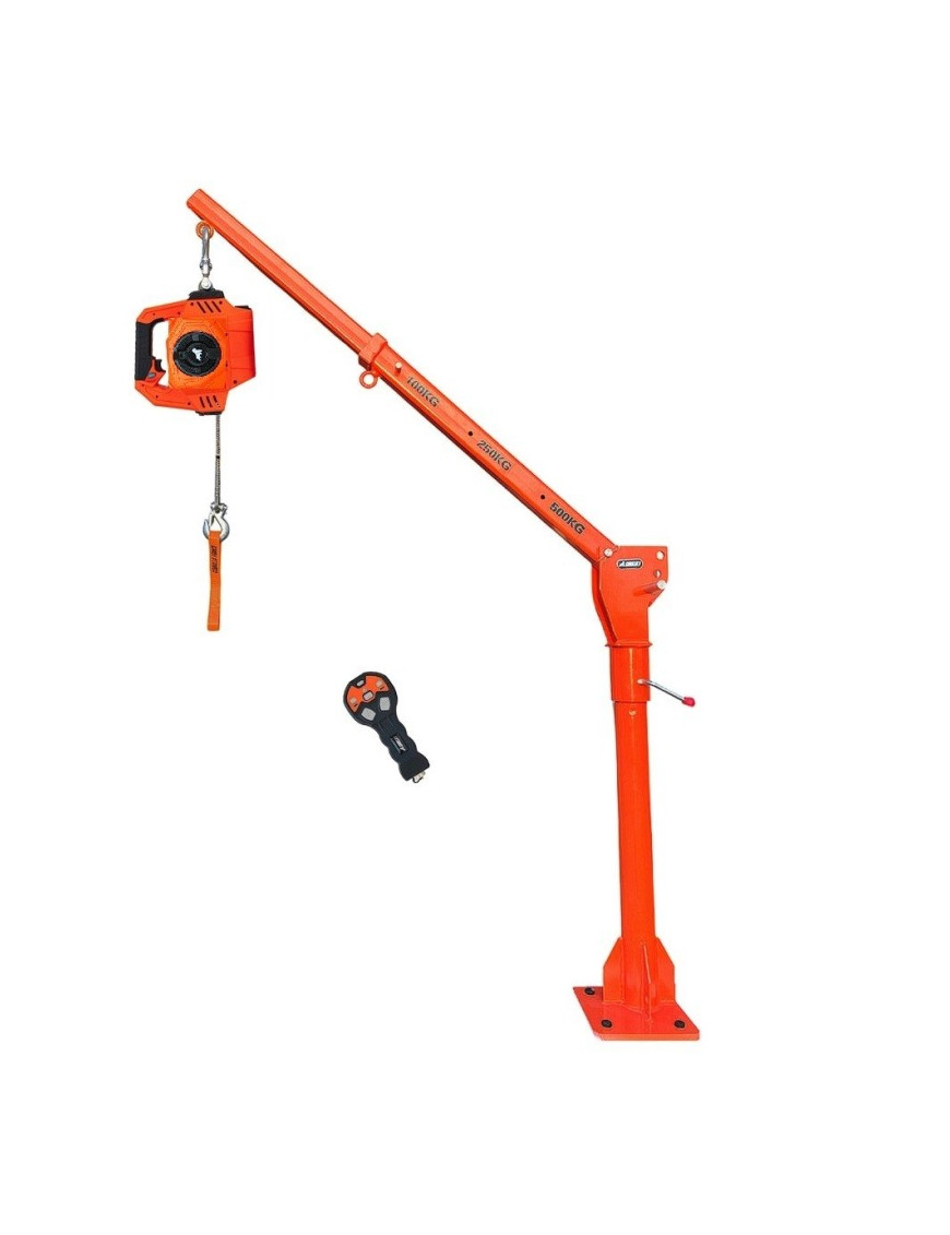 Grúa Giratoria 500KG Gorilla Force Winche portátil con batería litio (piola acero)