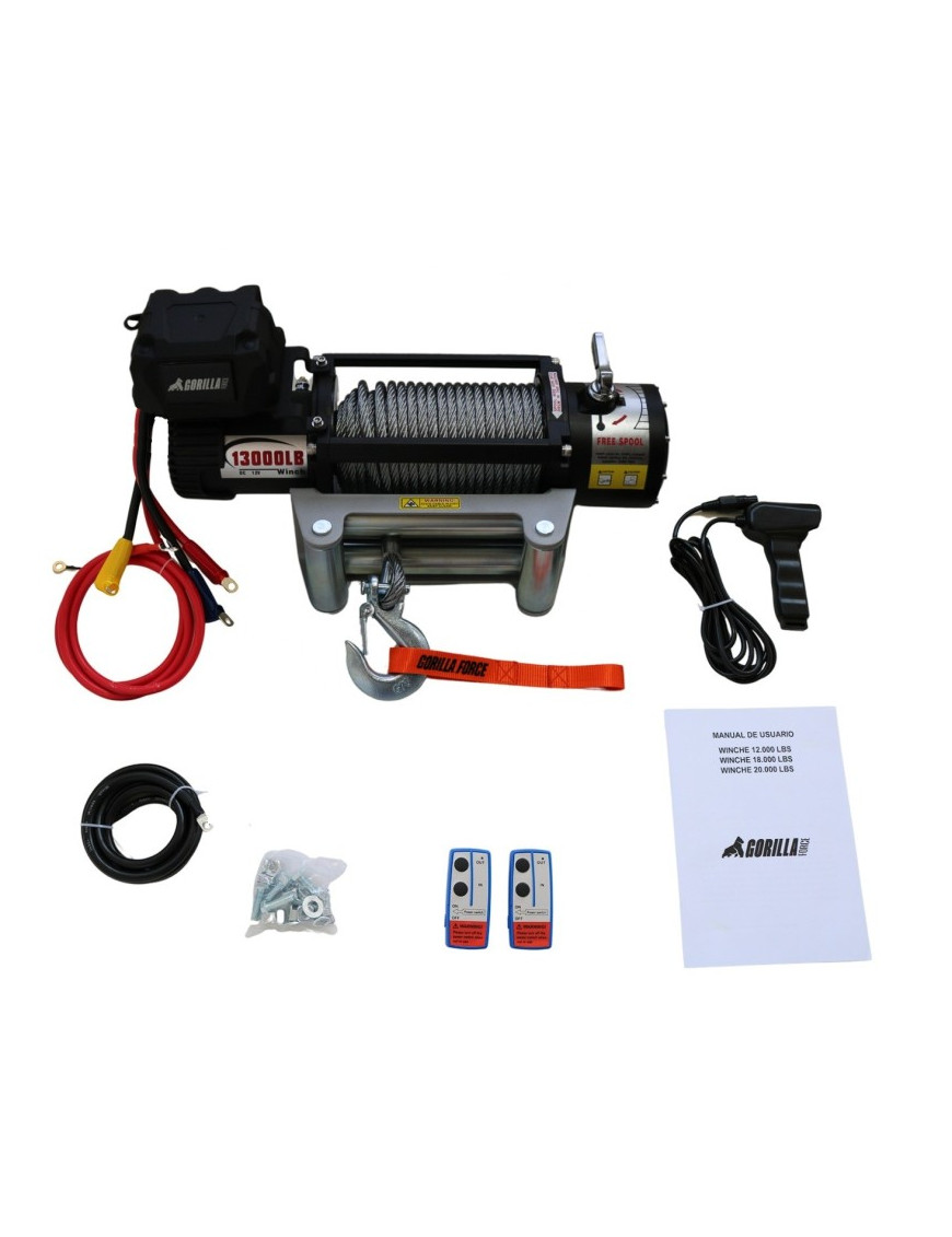 Winche Gorilla Force 13.000 libras 12v control remoto manual e inalámbrico
