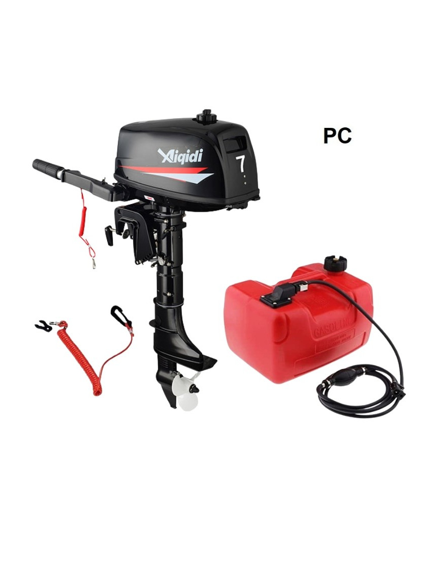 Motor Fuera De Borda 7HP Pata Corta 2T Water Cooler Con Estanque Auxiliar De Combustible