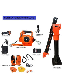 Grúa Giratoria 1000KG G-Force Winche portátil con batería litio (piola acero)