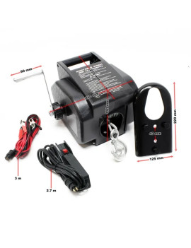 Winche Eléctrico Portátil 3.000 libras 12v Piola Sintética desmontable y control remoto