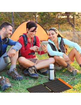 FlexSolar Panel Solar Cargador Plegable de 20 W USB-A USB-C Portátil de Emergencia Monocristalino Impermeable