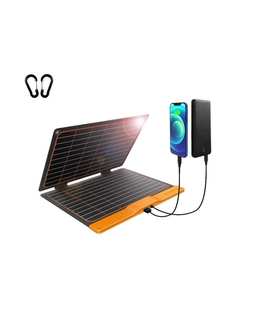 FlexSolar Panel Solar Cargador Plegable de 20 W USB-A USB-C Portátil de Emergencia Monocristalino Impermeable