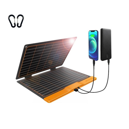 FlexSolar Panel Solar Cargador Plegable de 20 W USB-A USB-C Portátil de Emergencia Monocristalino Impermeable