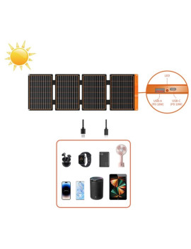 FlexSolar Panel Solar Cargador Plegable de 40 W USB-A USB-C Portátil de Emergencia Monocristalino Impermeable