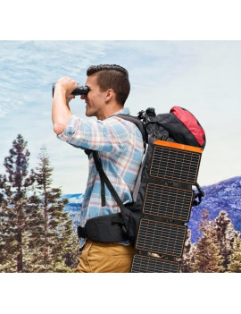 FlexSolar Panel Solar Cargador Plegable de 40 W USB-A USB-C Portátil de Emergencia Monocristalino Impermeable