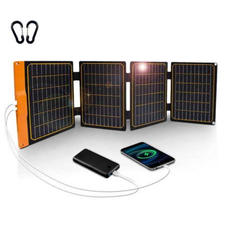 FlexSolar Panel Solar Cargador Plegable de 40 W USB-A USB-C Portátil de Emergencia Monocristalino Impermeable