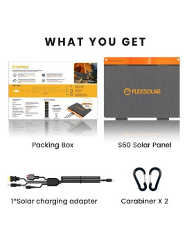 FlexSolar Panel Solar Cargador Plegable de 60 W USB-A USB-C CC y DC 20-28V Portátil de Emergencia Monocristalino Impermeable