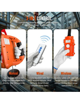 Toyo-Intl Japan Tecle Portátil 500 kg control remoto inalámbrico 1500w 220v y accesorios