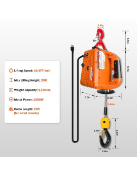 Toyo-Intl Japan Tecle Portátil 500 kg control remoto inalámbrico 1500w 220v y accesorios