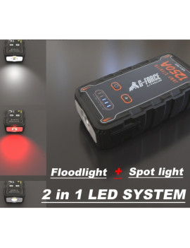 Partidor Arrancador de Baterías 1250A 12V con Linterna y Power Bank G-FORCE