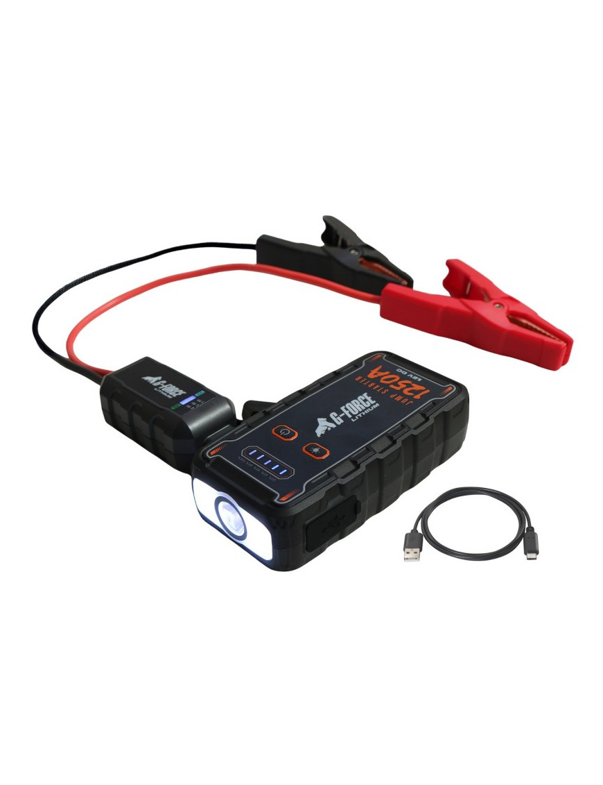 Partidor Arrancador de Baterías 1250A 12V con Linterna y Power Bank G-FORCE