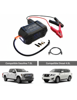 Partidor Arrancador de Baterías 3000A y Compresor 12V con Linterna y Power Bank G-FORCE