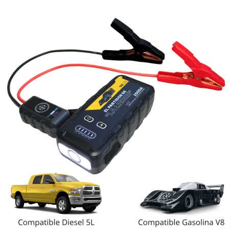 Partidor Arrancador de Baterías C&C 2000A 12V con Linterna y Power Bank - El Partidor de la Liebre