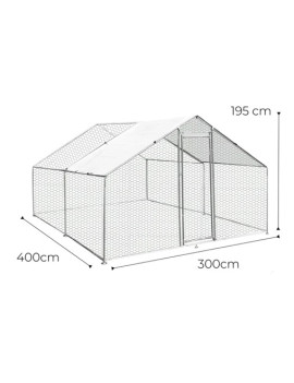 Gallinero Acero Galvanizado 400x300x195cm (12m2) escalera y doble techo