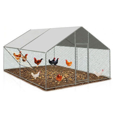 Gallinero Acero Galvanizado 400x300x195cm (12m2) escalera y doble techo