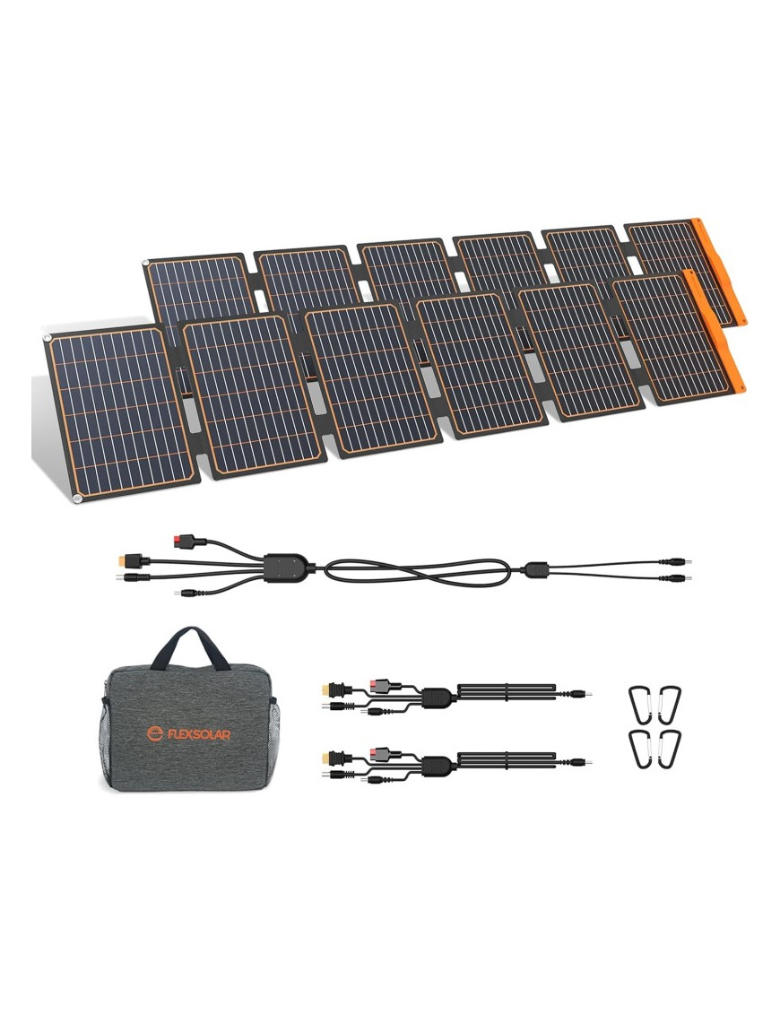 Pack FlexSolar Panel Solar Cargador Plegable de 60W x 2 USB-A USB-C y DC 20-28V Portátil de Emergencia Monocristalino